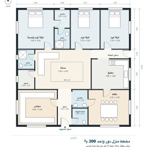 مخطط منزل دور واحد 200 متر