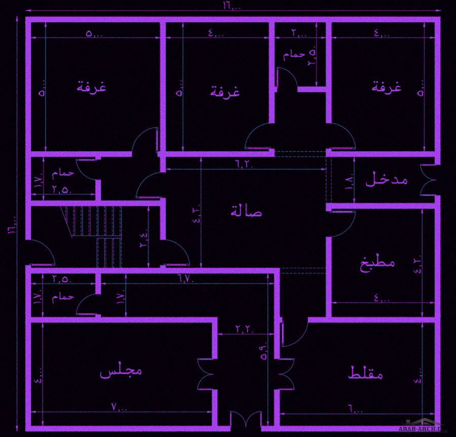 مخطط بيت دور واحد سعودي