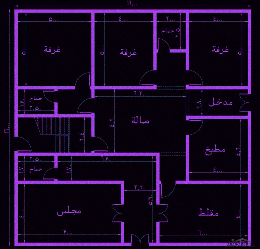 مخطط بيت دور واحد سعودي