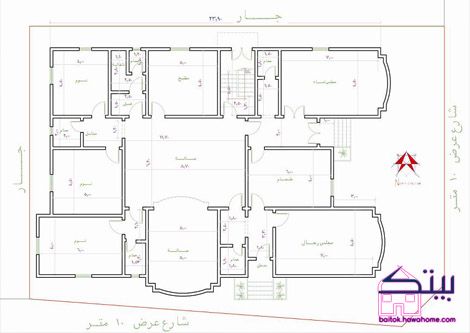 مخطط منزل دور واحد سعودي